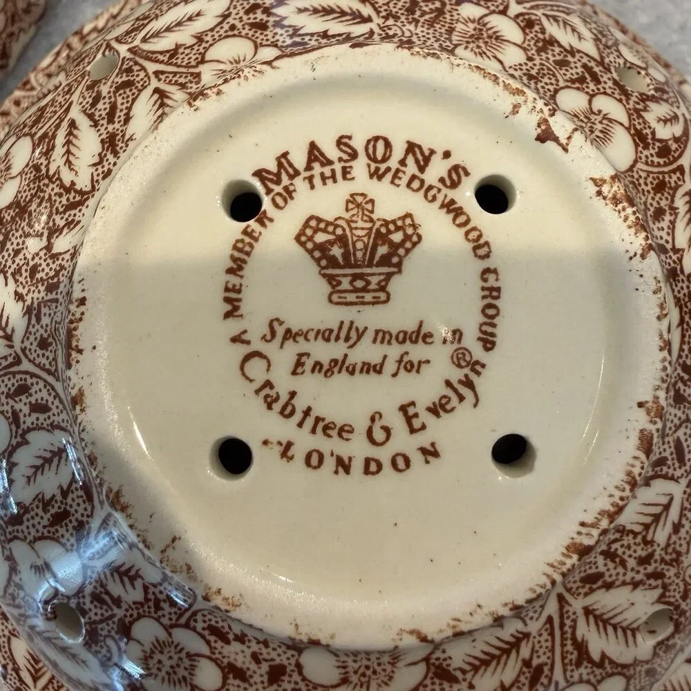 Crabtree & Evelyn Mason’s Wedgewood London Brown Floral Ceramic Soap Dish W/Lid